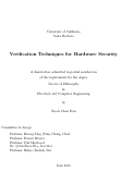 Cover page: Verification Techniques for Hardware Security