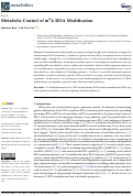 Cover page: Metabolic Control of m6A RNA Modification