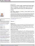 Cover page: Evaluation of the sugar-sweetened beverage tax in Oakland, United States, 2015–2019: A quasi-experimental and cost-effectiveness study