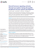 Cover page: Steroid hormone signaling activates thermal nociception during <i>Drosophila</i> peripheral nervous system development.