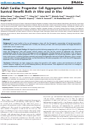 Cover page: Adult Cardiac Progenitor Cell Aggregates Exhibit Survival Benefit Both In Vitro and In Vivo