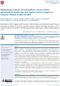 Cover page: Mesenchymal stromal cell extracellular vesicles rescue mitochondrial dysfunction and improve barrier integrity in clinically relevant models of ARDS