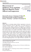 Cover page: Discernment of Children's True and False Memory Reports: Police Officers and Laypersons.