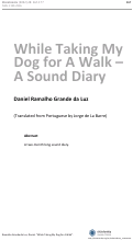 Cover page: While Taking My Dog for A Walk – A Sound Diary