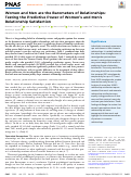 Cover page: Women and Men are the Barometers of Relationships: Testing the Predictive Power of Women’s and Men’s Relationship Satisfaction