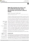 Cover page: RNA-Based Detection Does not Accurately Enumerate Living Escherichia coli O157:H7 Cells on Plants