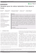 Cover page: Homeobox genes for embryo implantation: From mouse to human.