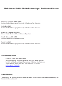 Cover page of Medicine and Public Health Partnerships: Predictors of Success