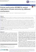 Cover page: Human and murine APOBEC3s restrict replication of koala retrovirus by different mechanisms