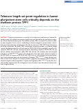 Cover page: Telomere length set point regulation in human pluripotent stem cells critically depends on the shelterin protein TPP1