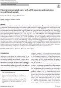 Cover page: Pubertal timing in adolescents with ADHD: extension and replication in an all-female sample