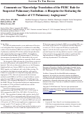 Cover page: Comments on “Knowledge Translation of the PERC Rule for Suspected Pulmonary Embolism: A Blueprint for Reducing the Number of CT Pulmonary Angiograms”