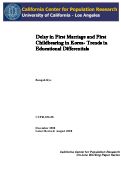 Cover page: Delay in First Marriage and First Childbearing in Korea: Trends in Educational Differentials