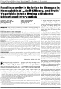 Cover page: Food insecurity in relation to changes in hemoglobin A1c, self-efficacy, and fruit/vegetable intake during a diabetes educational intervention.