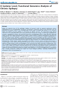 Cover page: A Systems Level, Functional Genomics Analysis of Chronic Epilepsy