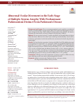 Cover page: Abnormal Ocular Movement in the Early Stage of Multiple-System Atrophy With Predominant Parkinsonism Distinct From Parkinsons Disease.