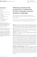 Cover page: Veterinary and pet owner perspectives on addressing access to veterinary care and workforce challenges.