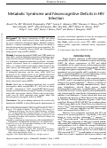 Cover page: Metabolic Syndrome and Neurocognitive Deficits in HIV infection