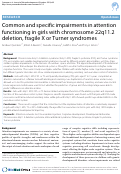 Cover page: Common and specific impairments in attention functioning in girls with chromosome 22q11.2 deletion, fragile X or Turner syndromes