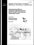 Cover page: Improving energy efficiency: strategies for Supporting Sustained Market Evolution in Developing and Transitioning Countries