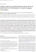 Cover page: Linkage Analysis in a Dutch Population Isolate Shows No Major Gene for Left-Handedness or Atypical Language Lateralization