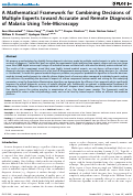 Cover page: A Mathematical Framework for Combining Decisions of Multiple Experts toward Accurate and Remote Diagnosis of Malaria Using Tele-Microscopy