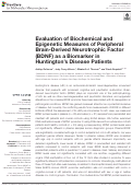 Cover page: Evaluation of Biochemical and Epigenetic Measures of Peripheral Brain-Derived Neurotrophic Factor (BDNF) as a Biomarker in Huntington's Disease Patients.