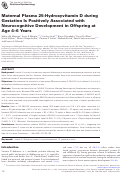 Cover page: Maternal Plasma 25-Hydroxyvitamin D during Gestation Is Positively Associated with Neurocognitive Development in Offspring at Age 4–6 Years