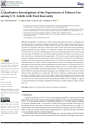 Cover page: A Qualitative Investigation of the Experiences of Tobacco Use among U.S. Adults with Food Insecurity