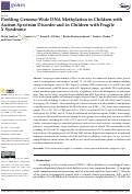 Cover page: Profiling Genome-Wide DNA Methylation in Children with Autism Spectrum Disorder and in Children with Fragile X Syndrome