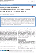 Cover page: Draft genome sequence of Thermoactinomyces sp. strain AS95 isolated from a Sebkha in Thamelaht, Algeria