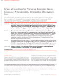 Cover page: Financial Incentives for Promoting Colorectal Cancer Screening: A Randomized, Comparative Effectiveness Trial