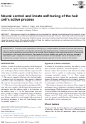 Cover page: Neural control and innate self-tuning of the hair cells active process.