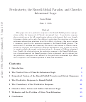 Cover page: Predicativity, the Russell-Myhill Paradox, and Church’s Intensional Logic