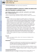 Cover page: Posttransplant metabolic syndrome in children and adolescents after liver transplantation: A systematic review