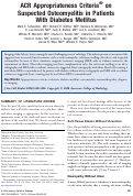 Cover page: ACR Appropriateness Criteria® on Suspected Osteomyelitis in Patients With Diabetes Mellitus