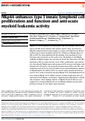 Cover page of NKp46 enhances type 1 innate lymphoid cell proliferation and function and anti-acute myeloid leukemia activity.