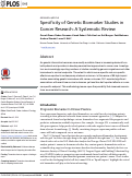 Cover page: Specificity of Genetic Biomarker Studies in Cancer Research: A Systematic Review