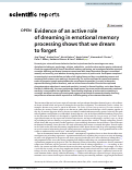 Cover page: Evidence of an active role of dreaming in emotional memory processing shows that we dream to forget.