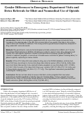 Cover page: Gender Differences in Emergency Department Visits and Detox Referrals for Illicit and Nonmedical Use of Opioids