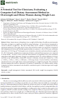 Cover page: A Potential Tool for Clinicians; Evaluating a Computer-Led Dietary Assessment Method in Overweight and Obese Women during Weight Loss.