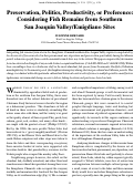 Cover page: Preservation, Politics, Productivity, or Preference: Considering Fish Remains from Southern San Joaquin Valley/Emigdiano Sites