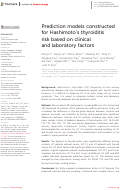 Cover page: Prediction models constructed for Hashimoto’s thyroiditis risk based on clinical and laboratory factors