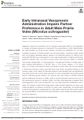 Cover page: Early Intranasal Vasopressin Administration Impairs Partner Preference in Adult Male Prairie Voles (Microtus ochrogaster)