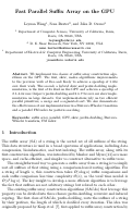 Cover page: Fast Parallel Suffix Array on the GPU