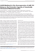 Cover page: AAV8-Mediated In Vivo Overexpression of miR-155 Enhances the Protective Capacity of Genetically Attenuated Malarial Parasites