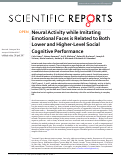 Cover page: Neural Activity while Imitating Emotional Faces is Related to Both Lower and Higher-Level Social Cognitive Performance