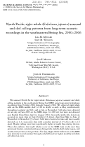 Cover page: North Pacific right whale (Eubalaena japonica) seasonal and diel calling  patterns from long-term acoustic recordings in the southeastern Bering  Sea, 2000-2006