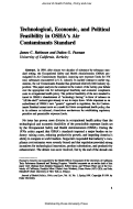 Cover page: Technological, economic, and political feasibility in OSHA's Air Contaminants Standard