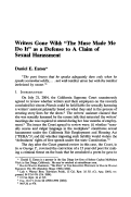 Cover page: Writers Gone Wild: "The Muse Made Me Do It" as a Defense to A Claim of Sexual Harassment